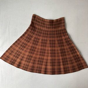 MAX STUDIO | Brown Plaid Dark Academia Collegiate 90s Y2K Knit Skirt | Size S